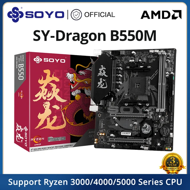 SOYO Monarch Dragon AMD B550M Gaming Motherboard USB3.1 M.2 Nvme Sata3 Supports R5 3600 CPU (AM4 socket and R5 5600G 5600X CPU) 1