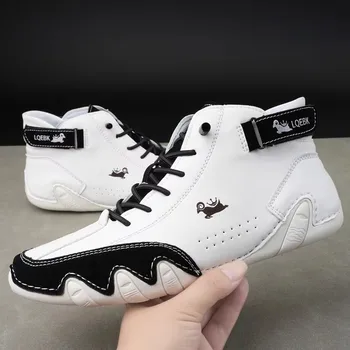 حذاء رجالي بدون كعب عالي القطع مريح ناعم مقاوم للماء حذاء مسطح للمشي في الحديقة والتنس ماركة فاخرة 2025 حذاء بمقدمة مستديرة عصري 6