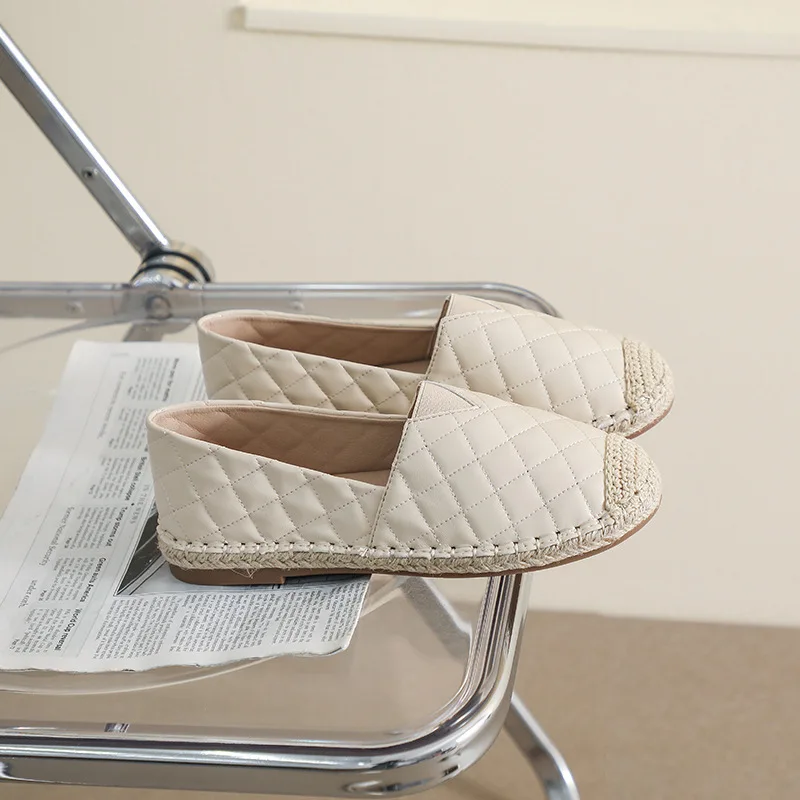 Women White Casual Shoes Summer Round Head Slip-on Flats Soft Sole Cover Heel Zapatos Mujer