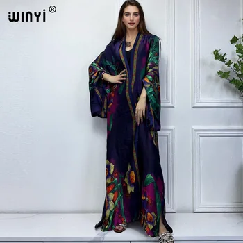 WINYI new kimono africa print dress beach wear Elegant Cardigan sexy Holiday beach outfits for women vestidos swimwear 1