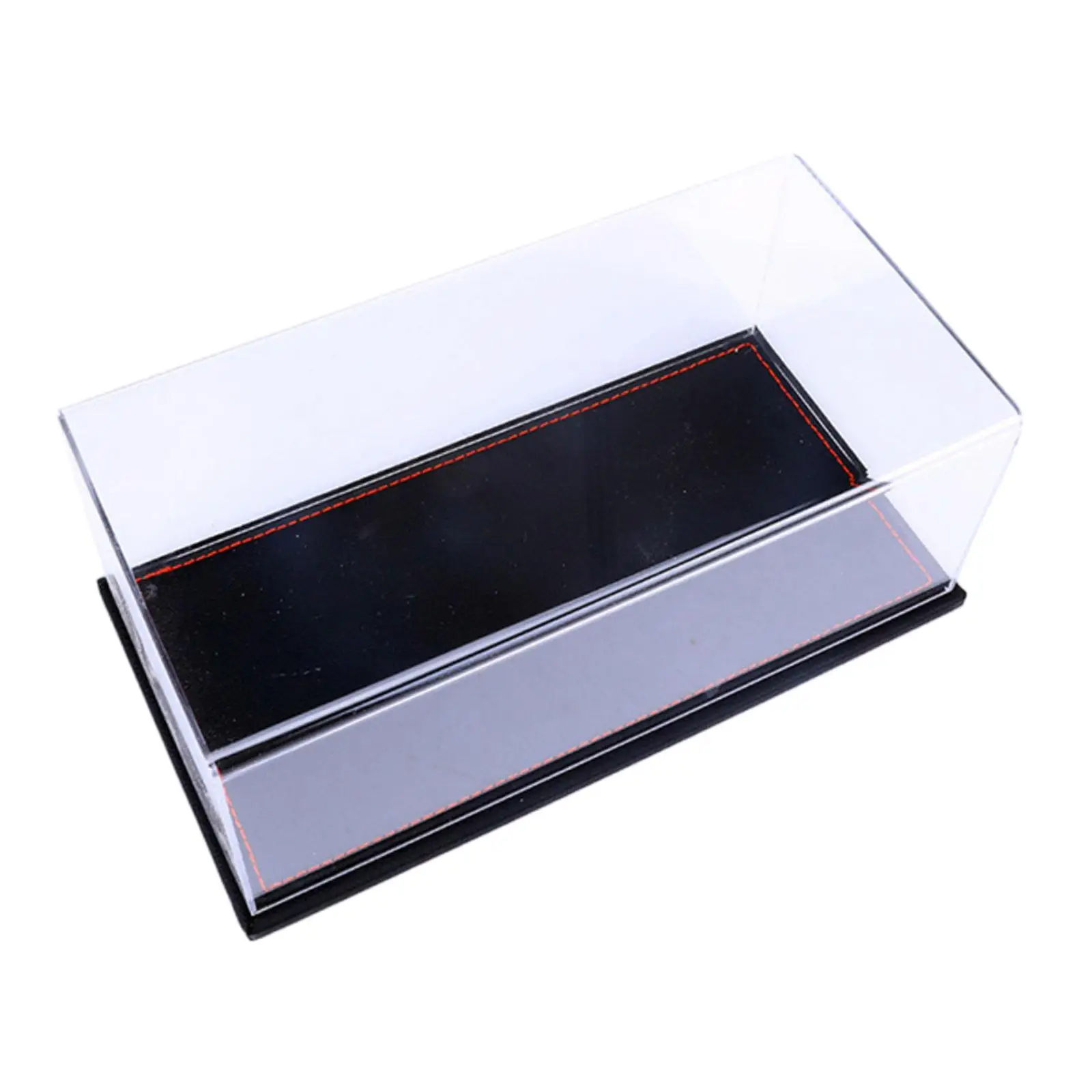 Clear Acrylic Display Case with PU Leather Base Protective Transparent Storage Display Box for 1:24 Model Cars, Toys, Dolls