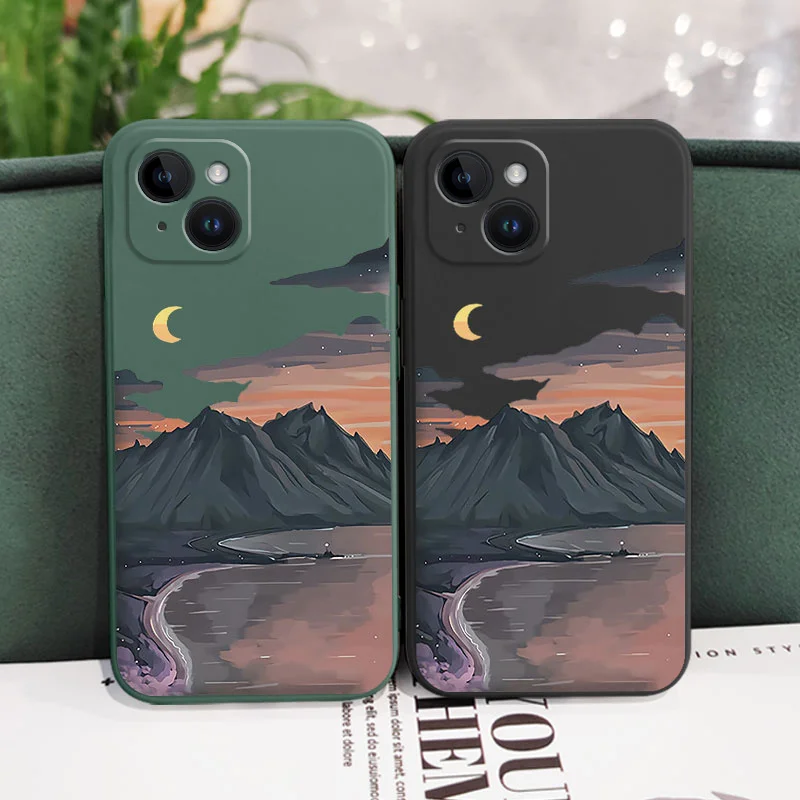 Elegant River-Inspired Silicone Phone Case - Timeless Design Cover