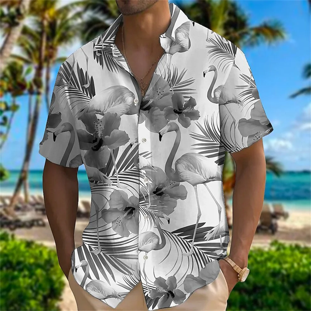 

2023 Summer Animal Crane Men Hawaiian Shirt 3d Plant Shirt For Men Flower Print Plus Size Hawaiian Shirts Beach Flower Shirt 5xl