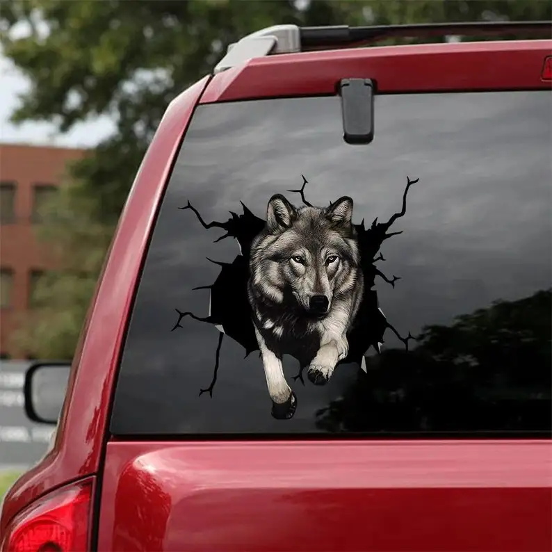 Wolf Decal - Fits Cars,Windows,Laptops And Any Smooth Surface, Wolf Stickers,Pet Stickers, Custom Wolf Stickers,Love Wolf Decal,