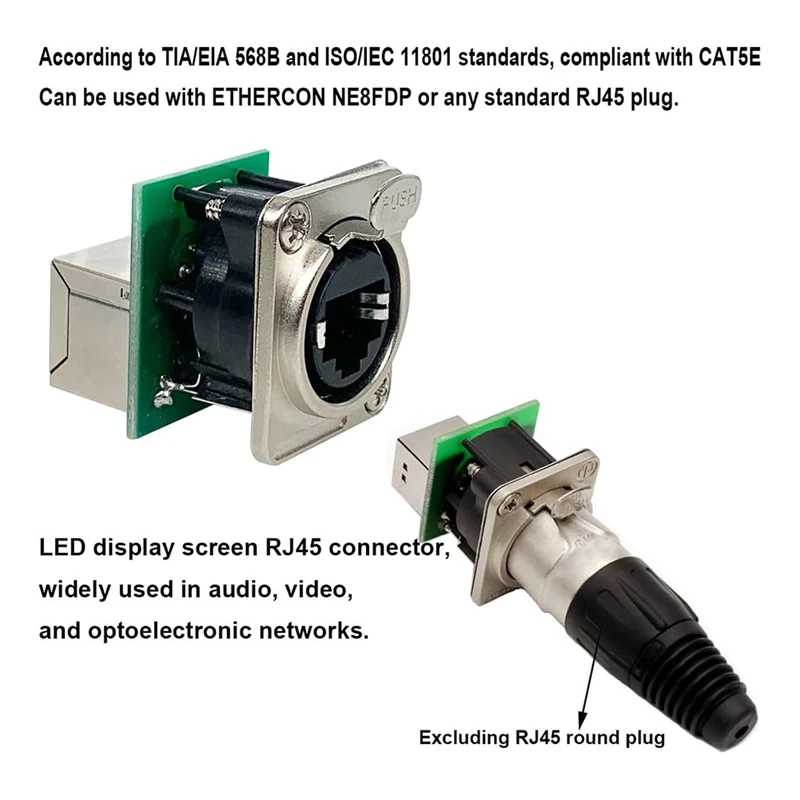 10PCS Ethercon Rj45 섀시 소켓, NE8FDP Ethercon 패스스루 커넥터, D 시리즈 Cat5 RJ45 패널 마운트 소켓-A86Z