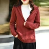 Thickened Women's Cardigan With Long Sleeves  Pockets Hood Fashionable Autumn Winter No Stitching  100% Wool Sweater Girl Tops 1