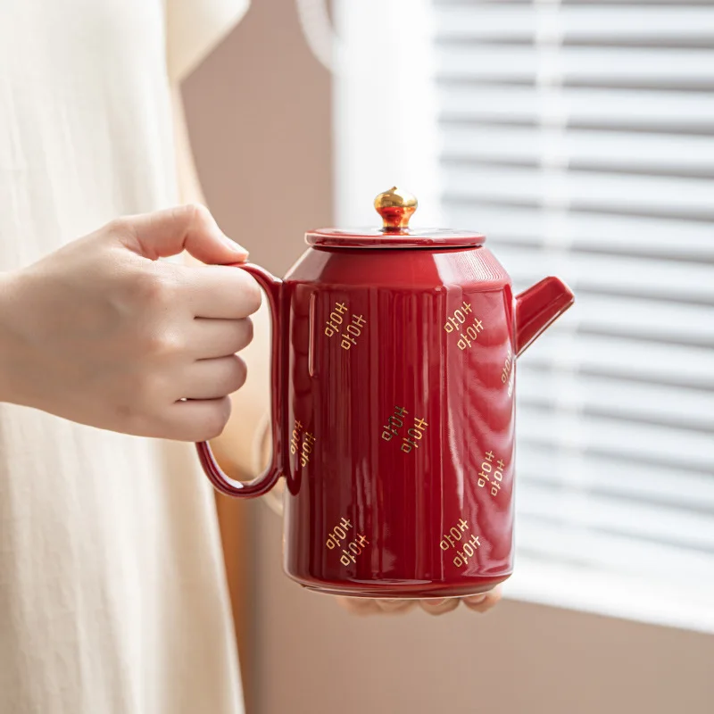 Ceramic Tea Set with Filter, Large Teapot, Tea Cup, Wedding Tray, Bride's Dowry Set, Bride's Hand Gift