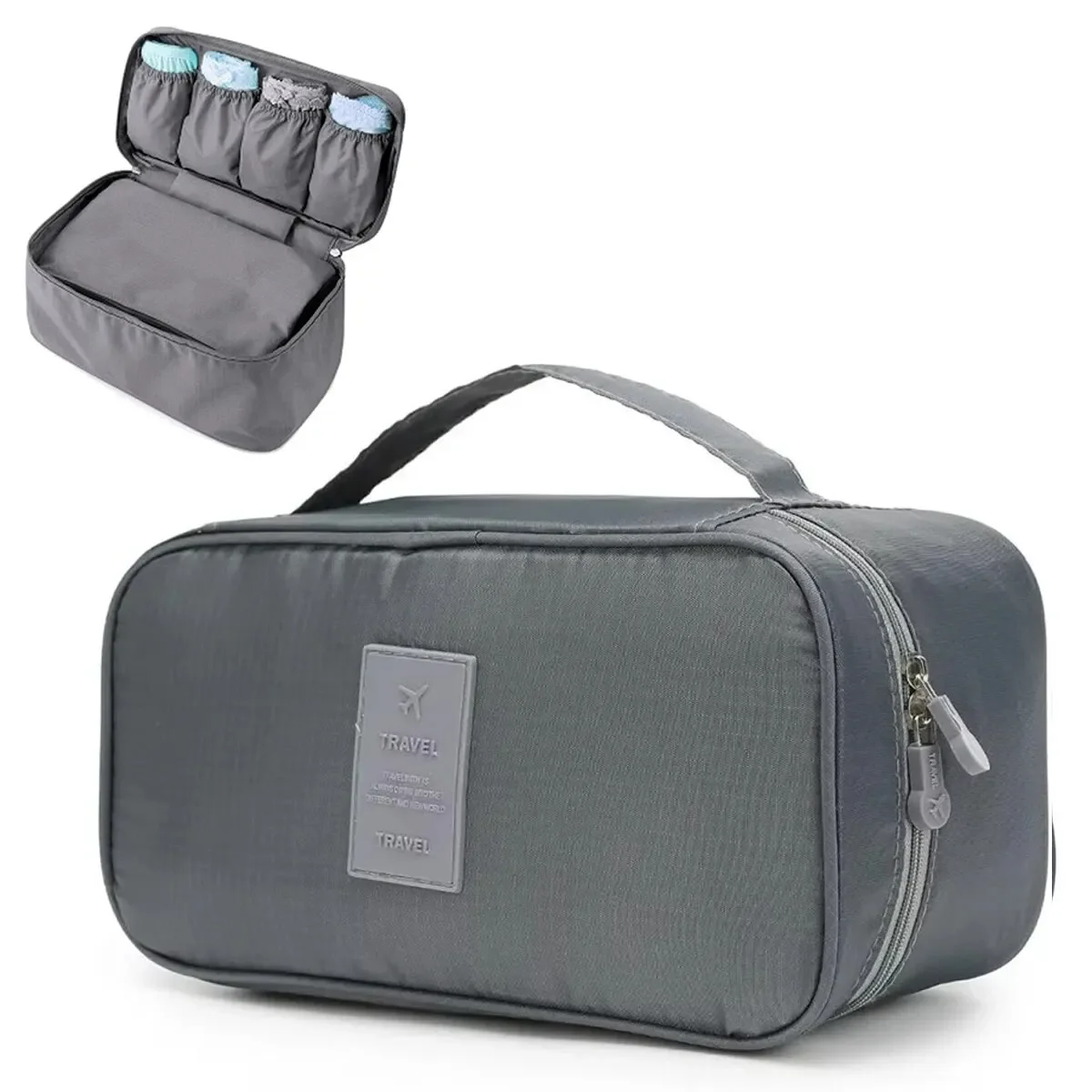 Compact Travel Organizer Bag - Multi-Function Underwear & Toiletry Storage Case
