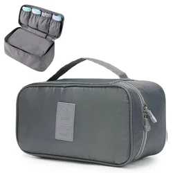 Compact Travel Organizer Bag - Multi - Function Underwear & Toiletry Storage Case (Grey)