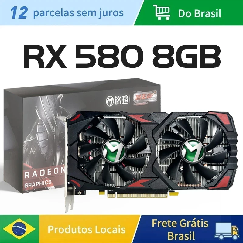 MAXSUN-AMD rx580ビデオゲームグラフィックスカード,20 48sp,8g