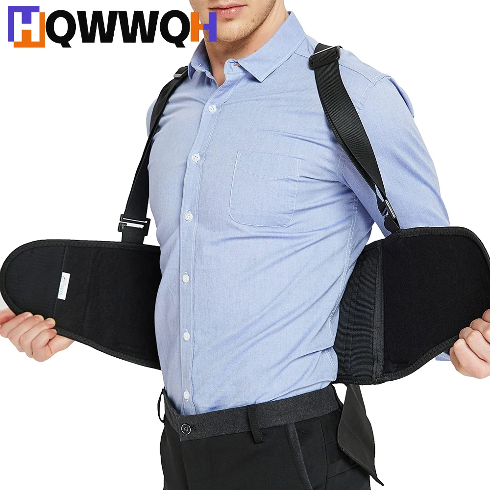 1Pcs Working Lumbar Lower Back Belt with Adjustable Straps Back Brace for Pain Relief Heavy Lifting Support with Suspenders