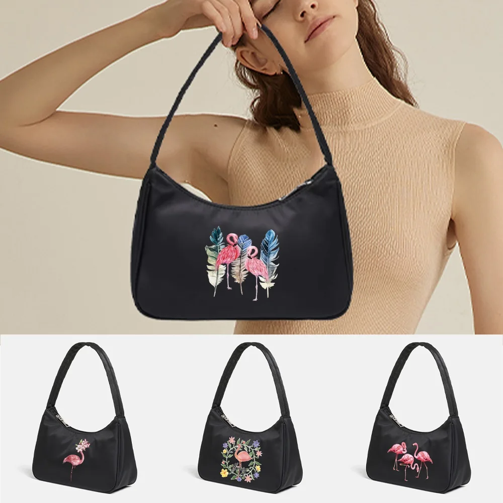 Luxury Underarm Bags Women Shoulder Pouch Daily Hobos Handbags Armpit Shopping Bags Zipper Tote Organizer Clutch Flamingo Series