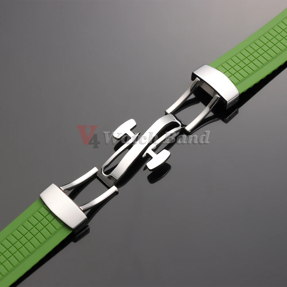 Curved End Durable Silicone Watch Strap 21mm - Grenade Anti-Dust Rubber Strap