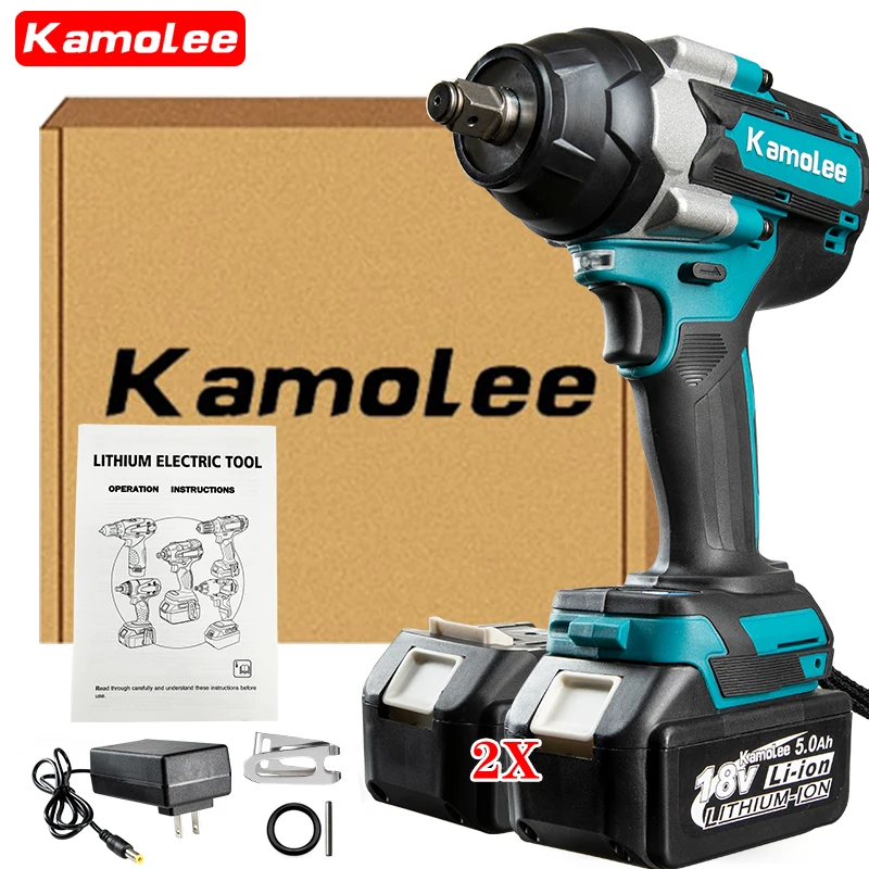 Kamolee Tool 1800Nm High Torque Brushless 1/2 Inch Impact Wrench DTW700(2 Batteries + Carton)