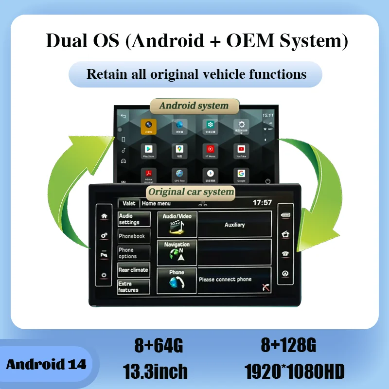Schermo HD da 13,3 Pollici Android 14 per Range Rover Evoque L538 2012-2018, Navigazione GPS, Radio, Lettore Multimediale, Carplay, Menu OEM - Image 4