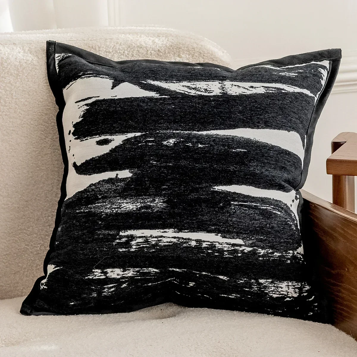 Black Brushstripe decorative pillow cover