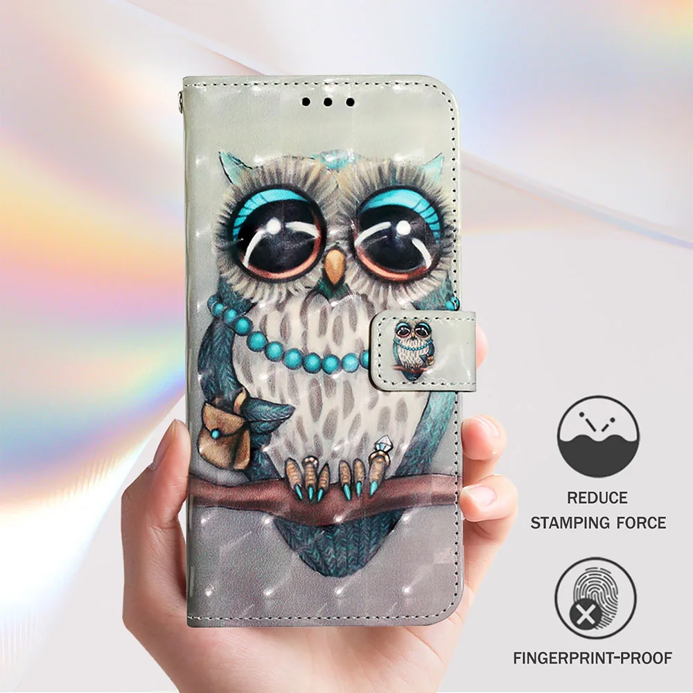 Cute Painted Leather Flip Case with Wallet Stand and Card Holder