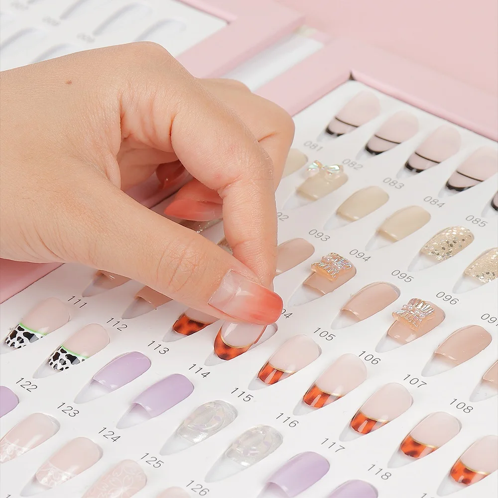 Colorful Fake Nails Display and Storage Book with Nail Art Tools - 160PCS