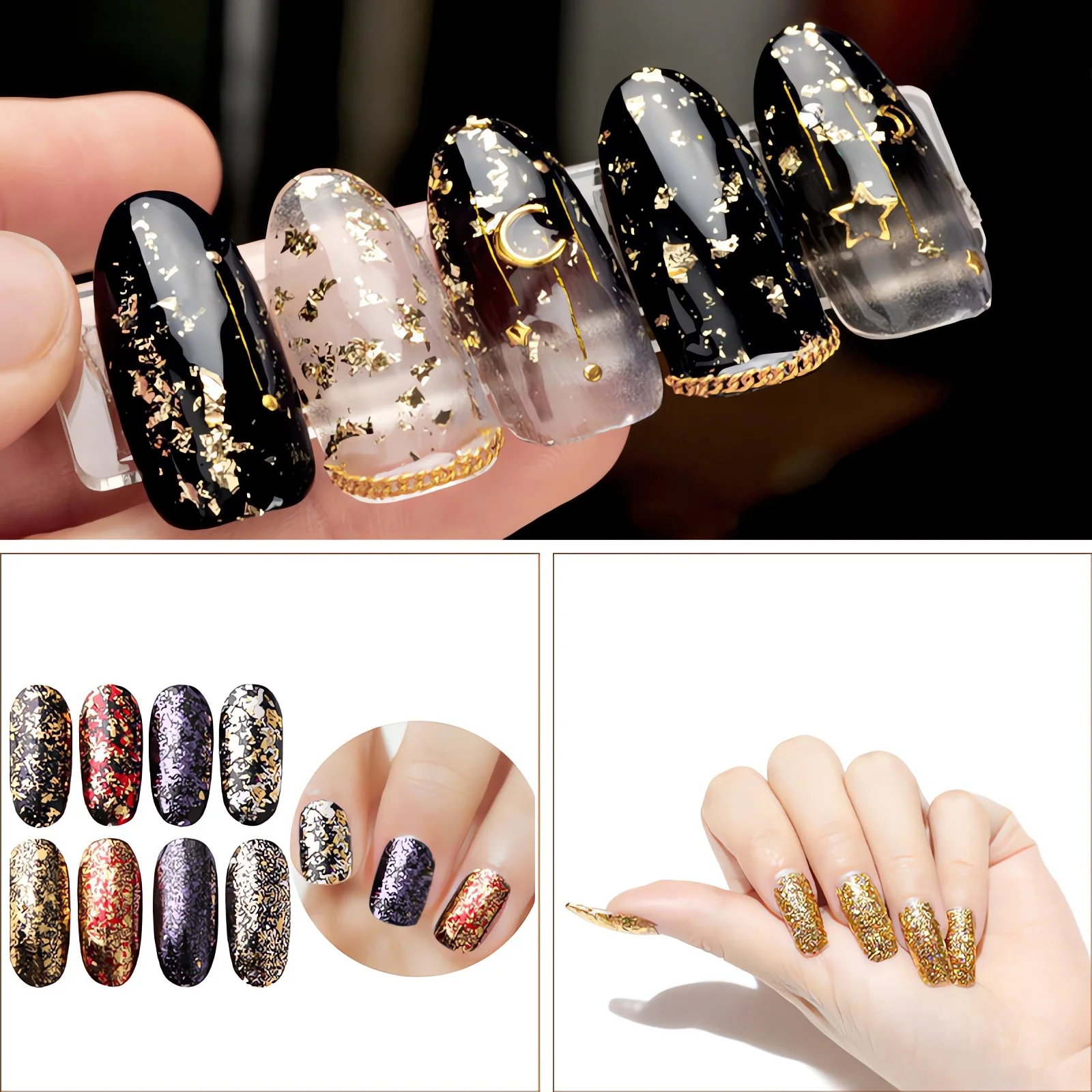 Gold Leaf Flakes Sequins Glitters Confetti for Painting Arts Nail Art Foil Decorative Paper Resin Mold Fillings