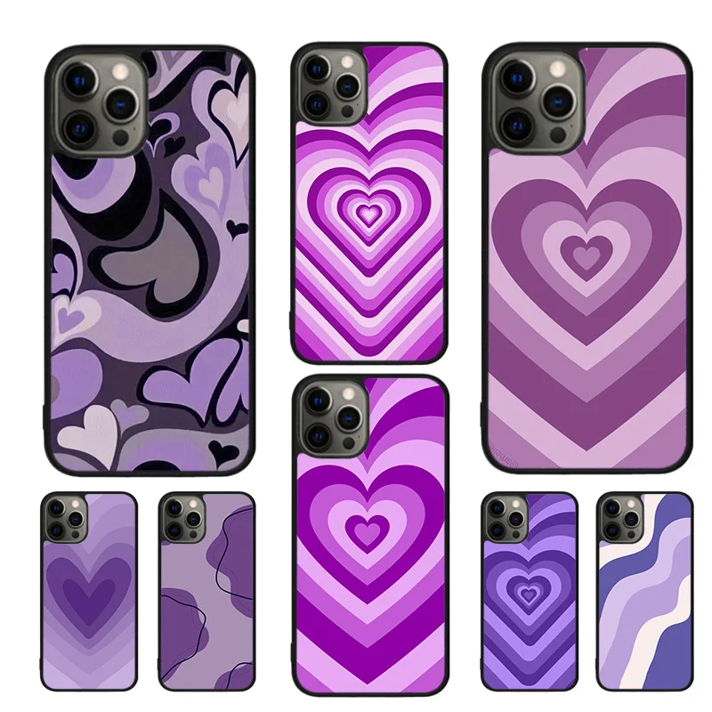 Purple Heart Swirl Aesthetic Mobile Phone Cases Cover For Iphone 14 12 13 Mini 11 Pro Max Xr Xs Apple 5 6 7 8 Plus Se2020 Coque