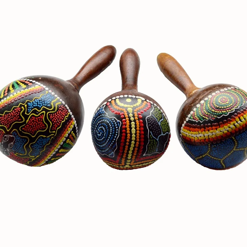 Percussion Musical Instrument Sand Hammer Educational Coconut Shell Wooden Maracas Rumba Shaker Hand Rattle Maraca For Children wooden sand hammer musical rattles