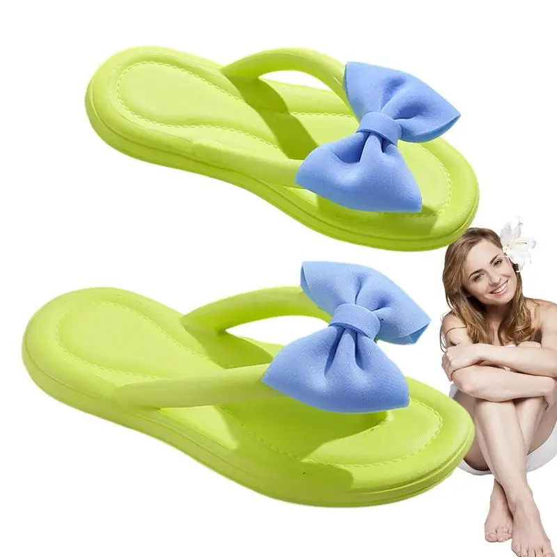 

Bow Slippers Summer Women Soft Sole Non-slip Slides Colorful Indoor Outdoor Slides For Bathroom Showers Beach