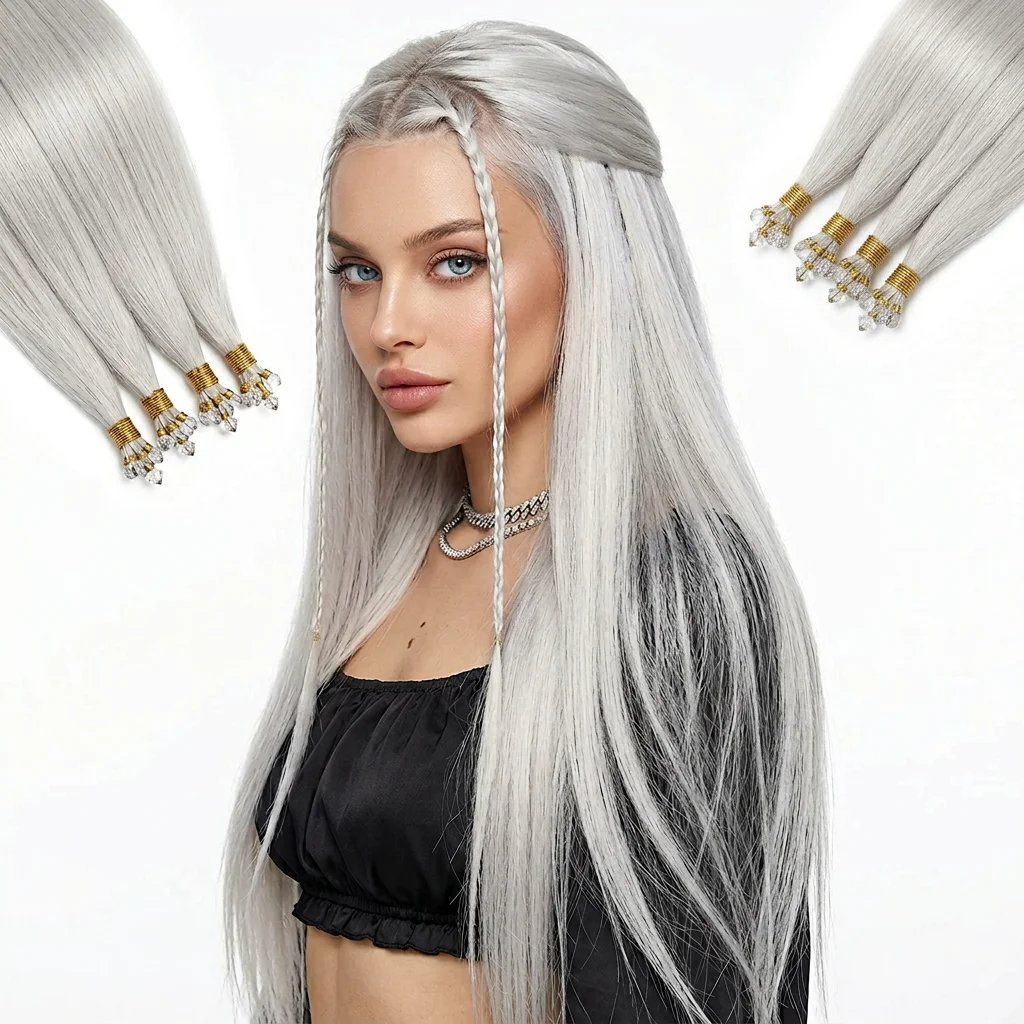 1 Bundles 24 Inch Silver Braiding Hair, Pre-Treated Weft Ends, for Fashion, Costume, and Face-Framing Hairstyles synthetic 4