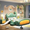 Design Boys Leather Double Bed Modern Luxury Loft Baby Children Beds Frame Queen Lit De Chambre A Coucher Home Furniture 1