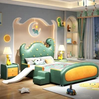 Design Boys Leather Double Bed Modern Luxury Loft Baby Children Beds Frame Queen Lit De Chambre A Coucher Home Furniture 1