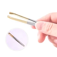2Pcs Electroplated Stainless Steel Eyebrow Tweezers Eyebrow Clamps Creative Makeup Tweezers (Flat Mouth + Oblique Mouth, 1pc/Eac 2