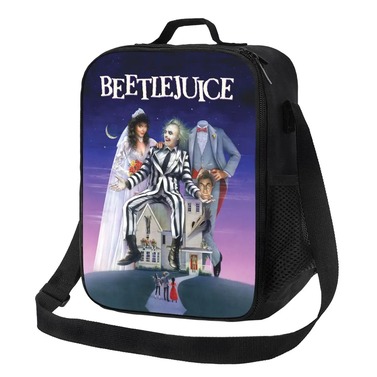 

Tim Burton Beetlejuice Horror Film Thermal Insulated Lunch Bags Women Resuable Lunch Tote Camping Travel Storage Bento Food Box