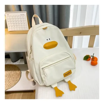 Travel Bag Nylon Cartoon Duck Backpack 3-layer Pockets Zippered Toddler Backpack Large Capacity Student School Bag Girl 1