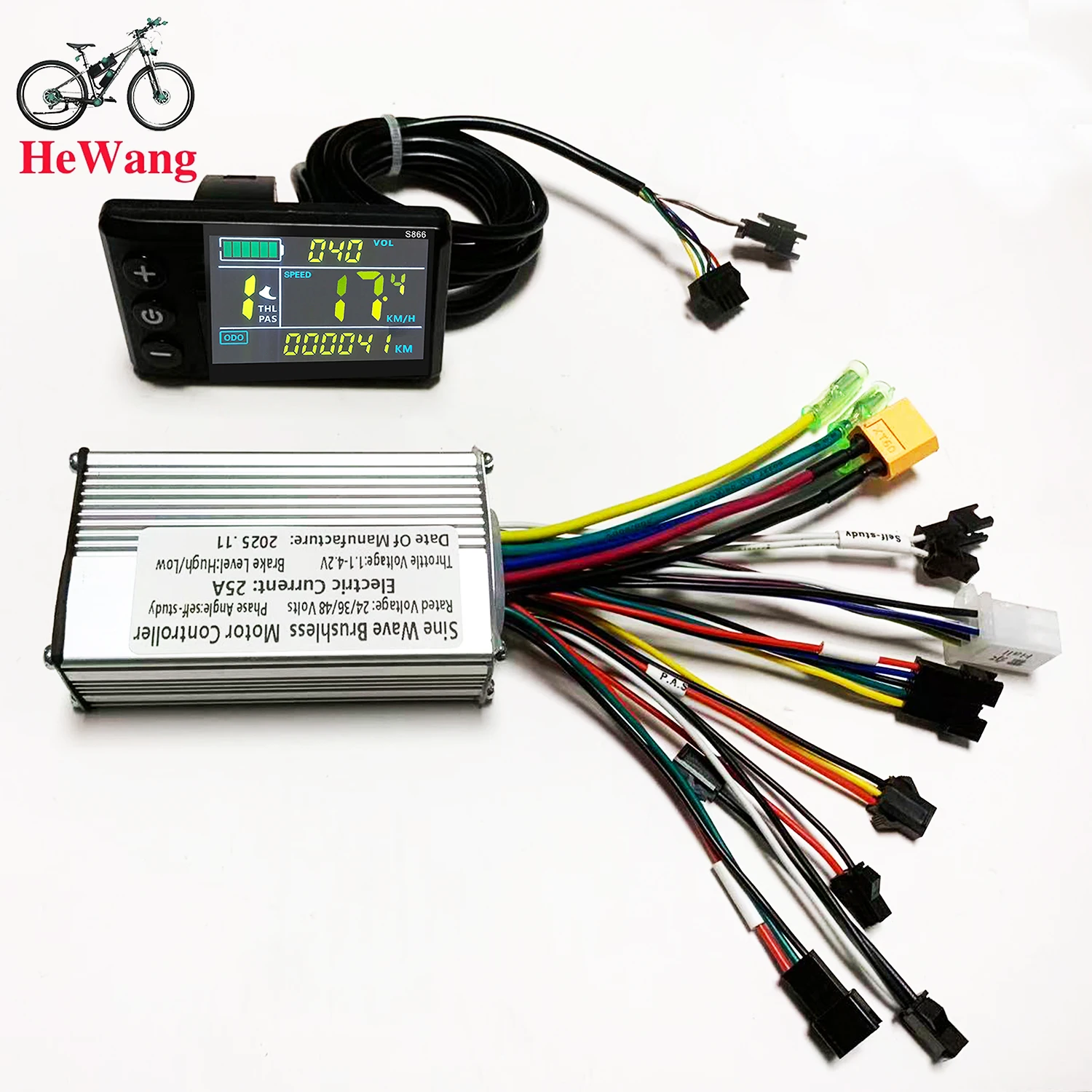 24V 36V 48V 350W 500W 25A 브러시리스 모터 사인파 컨트롤러(S866 컬러 LCD 키트 포함) 전기 자전거, 전기 산악 자전거, 스쿠터용