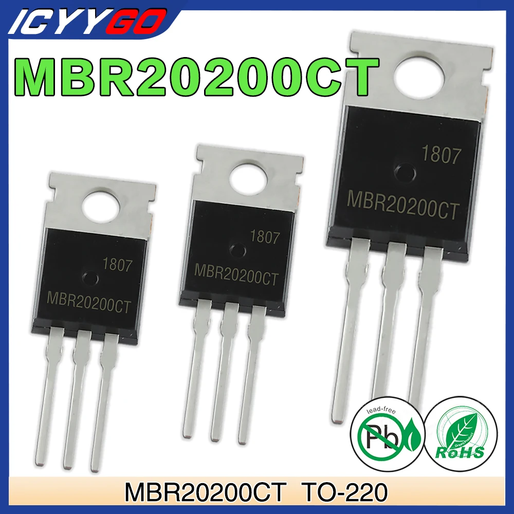10 Pz. Icyygo Mbr20200Ct To-220 Diodi Raddrizzatori A Barriera Schottky 20A 200 V To-220Ab To-220 20 Amp 200 Volt