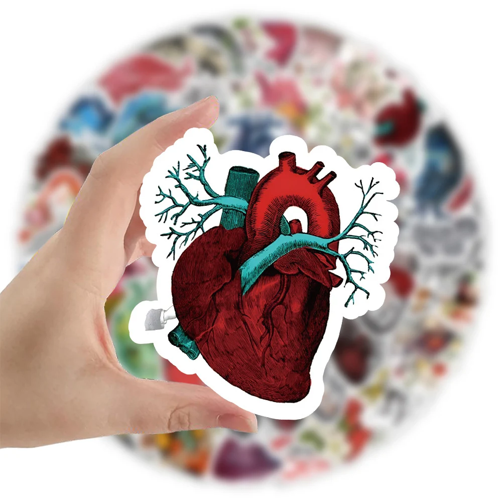 10/30/50pcs Organ Cartoon Heart Graffiti Stickers Decals Toys Waterproof DIY Laptop Skateboard Cars Vinyl Cool Sticker cartoon stickers graffiti stickers