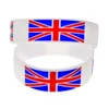 1 PC One Inch Wide British Flag Silicone Wristband Sport Rubber Bracelet White Bangle 4