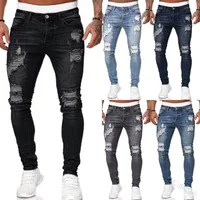 Mens Jeans Casual Skinny Pants Stretch Denim Trousers Male Slim Fit Straight Pants Fashion Jeans Soild Pencil Pants Man Clothing