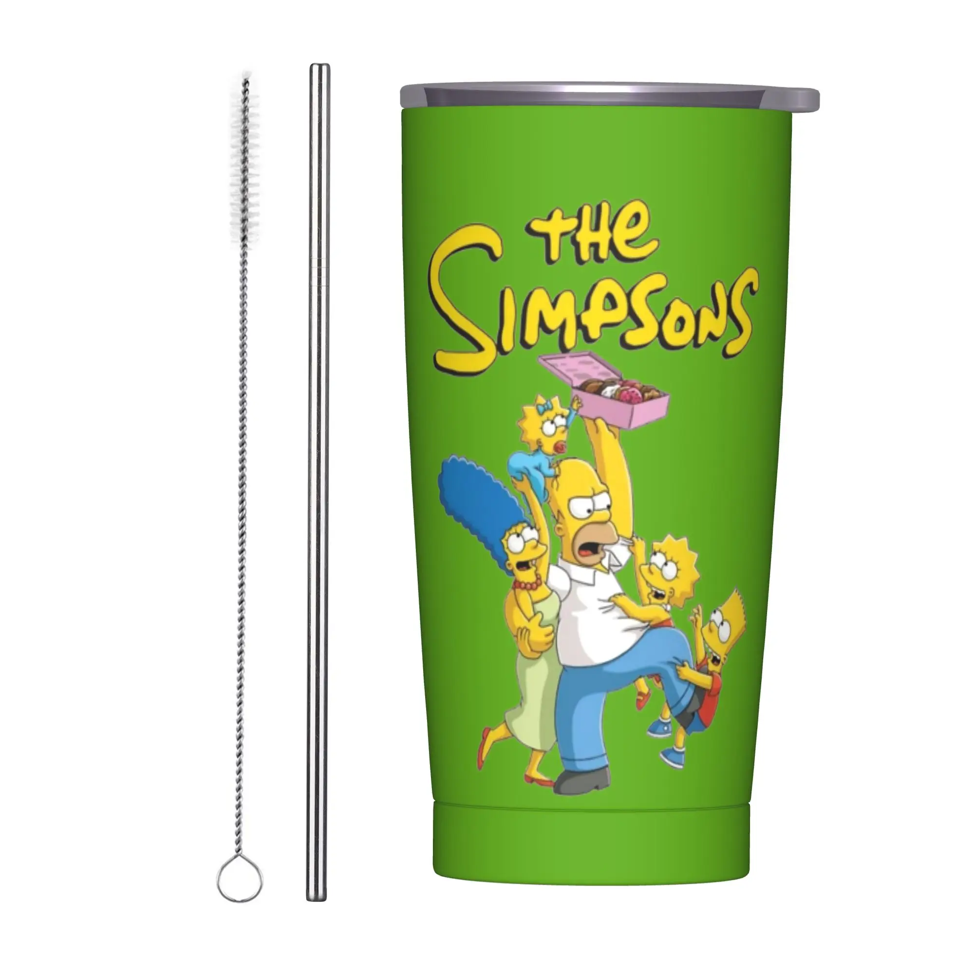 Stainless Steel Tumbler with The Simpsons Cartoon Design - Versatile Hot & Cold Beverage Cup