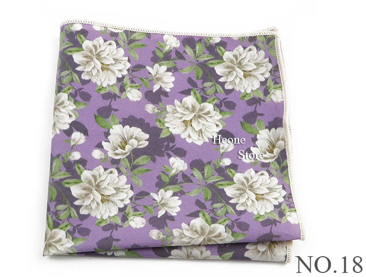 Neue schöne Blumen druck Hankerchief Baumwolle rosa blau lila Taschen tücher für Männer Hochzeits feier täglich tragen Accessoires Geschenk – Detail 19