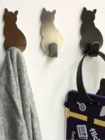 2pcs 304 stainless steel wire drawing process cat shape strong viscose strong load-bearing anti-rust hook, hanging storage key 1