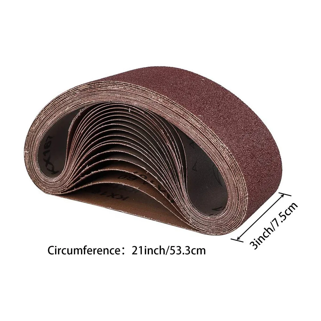 

18 Pack Sanding Belts 3X21 Inches(75X533mm) Aluminum Oxide Sanding Belt (3 Each of 60 80 120 180 240 400 Grits) for Belt Sander