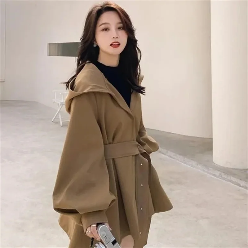 

Small Short Windbreaker Women's 2022 Spring Korean Version All-Match Loose Hooded Jacket Women [Original Fabric] Solid Color Q02