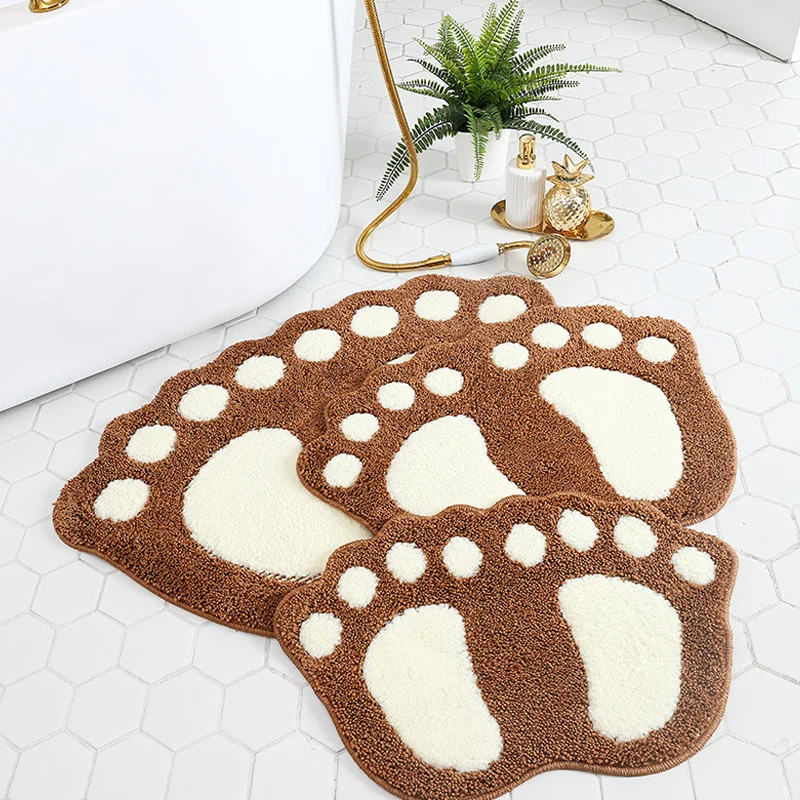 Cute Big Feet Bathroom Mat Bath Carpet Chenille Absorbent Anti