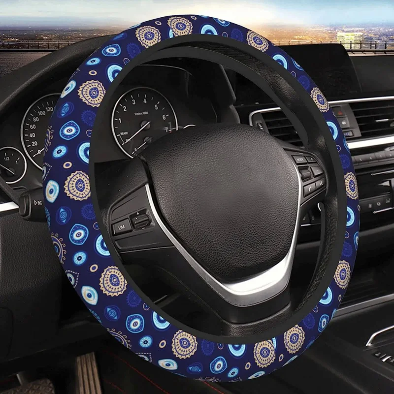 

Steering Wheel Cover Car Universal 15 Inch Automotive Accessories Anti Slip Soft Protective Magic Evil Eyes One Size
