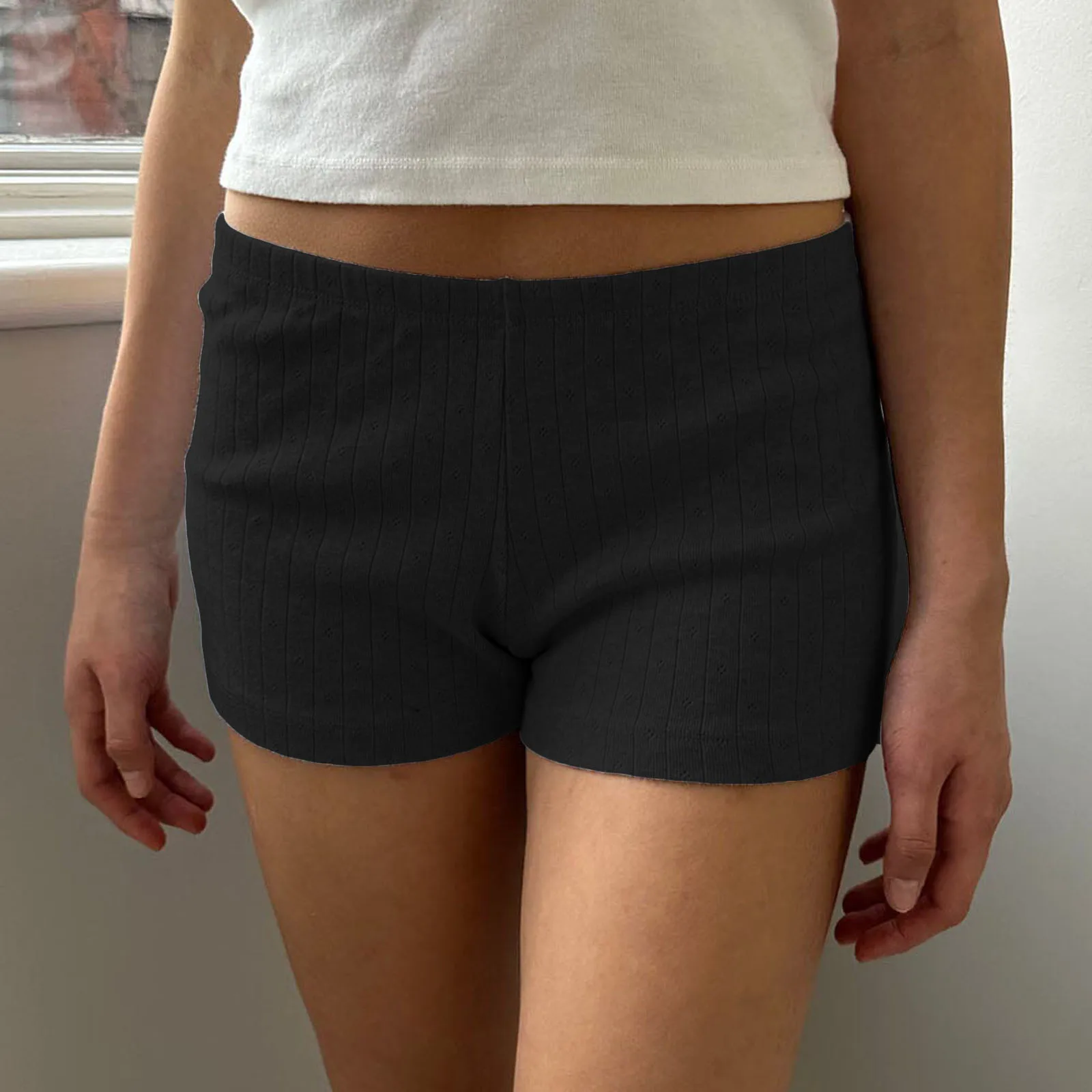 

Женские шорты для отдыха с эластичным поясом, однотонные облегающие Пижамные шорты, летняя Пижама, штаны для сна