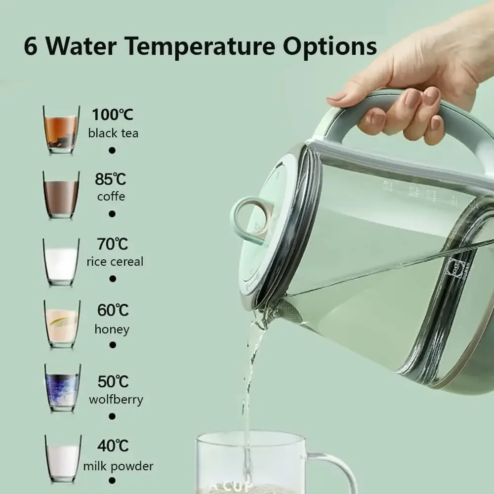 Health Pot K2763 Lite, Glass Electric Kettle for Tea & Coffee, Hot Water Boiler and Wamer with Stew Pot, Temperature Con 3