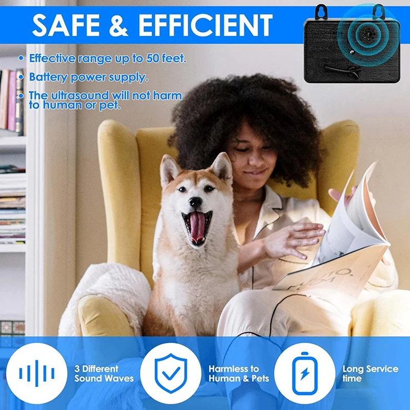 짖음 방지 장치, 초음파 개 짖음 제어 장치, 실외 실내, 짖음 중지, 50FT 범위, 2 개