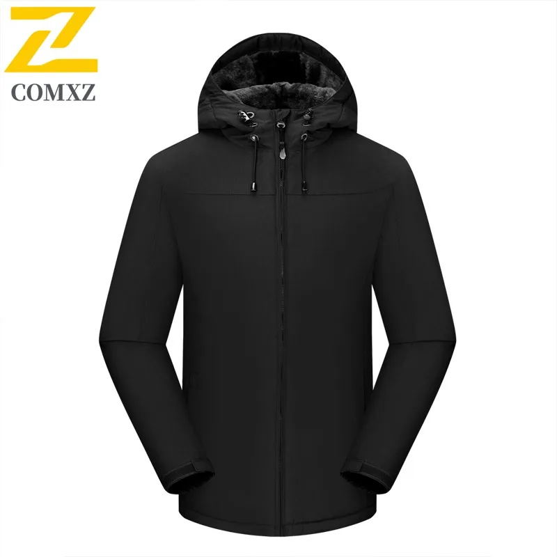 COMXZ Men Skiing Jacket Premium Hooded Design Outdoor Thickened Warmth Coat Daily Fashion Comfort Cold Resistant Winter Coats