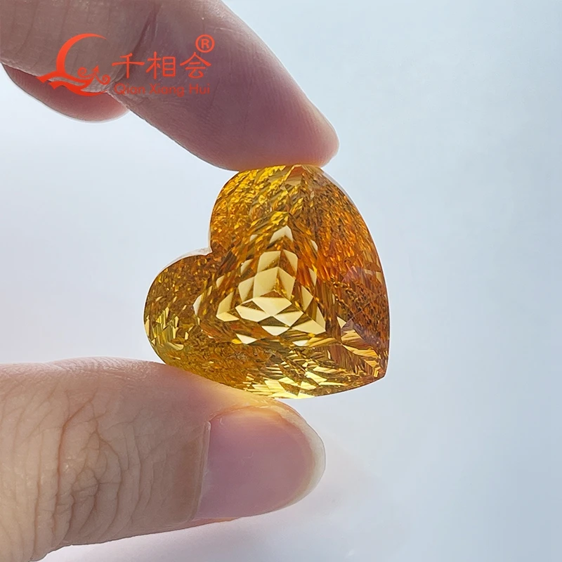 52.46ct Natural Citrine Heart Shape Gemstone Millennium Cut Loose Stone for Jewelry Making with GRC Certification