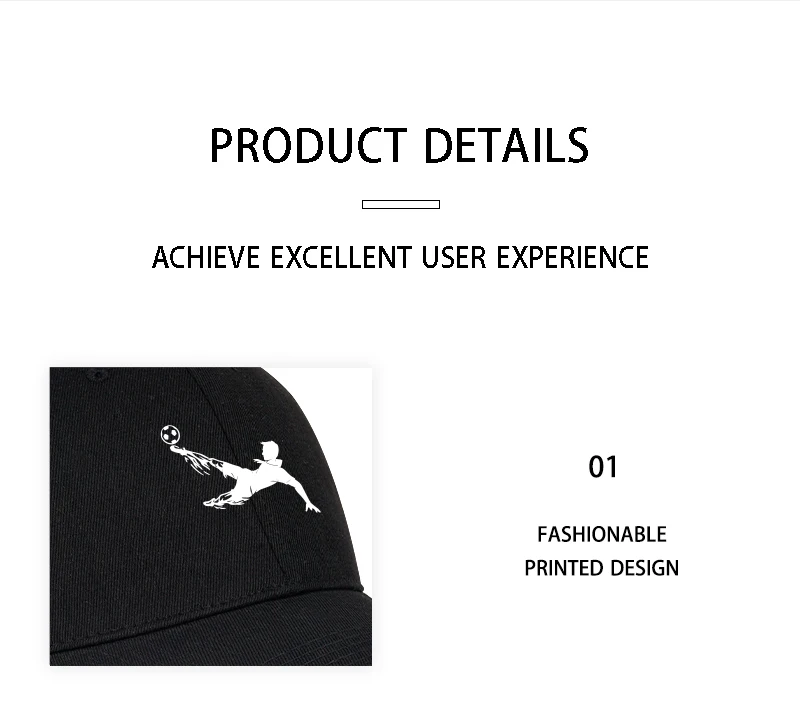 Soccer Bicycle Kick Print Baseball Cap Adjustable Unisex Football Fan Sun Hat